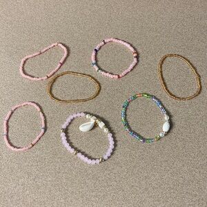 4/$20 bundle and save Beach theme Pink and Gold Beaded Stretch Bracelet Set